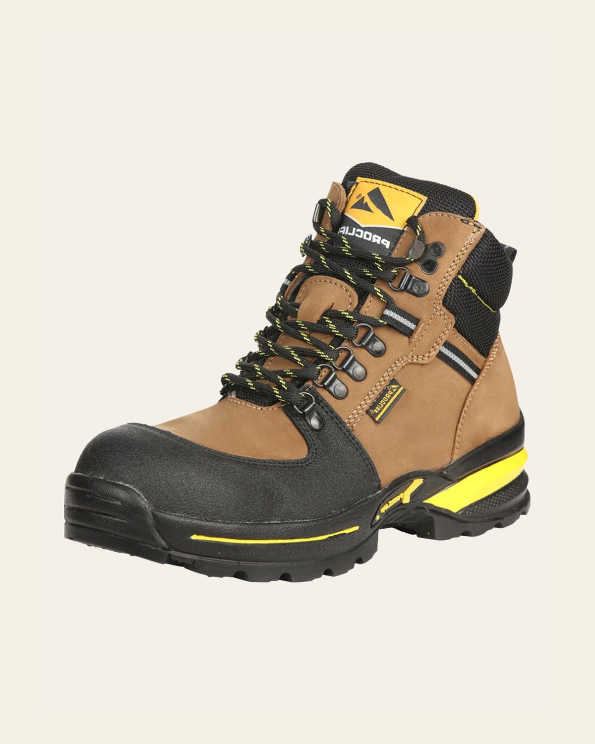 Procliff Men’s Work Shoes with Laces and Toe Cap - Nobuck Maple 45286 on a warm cream background