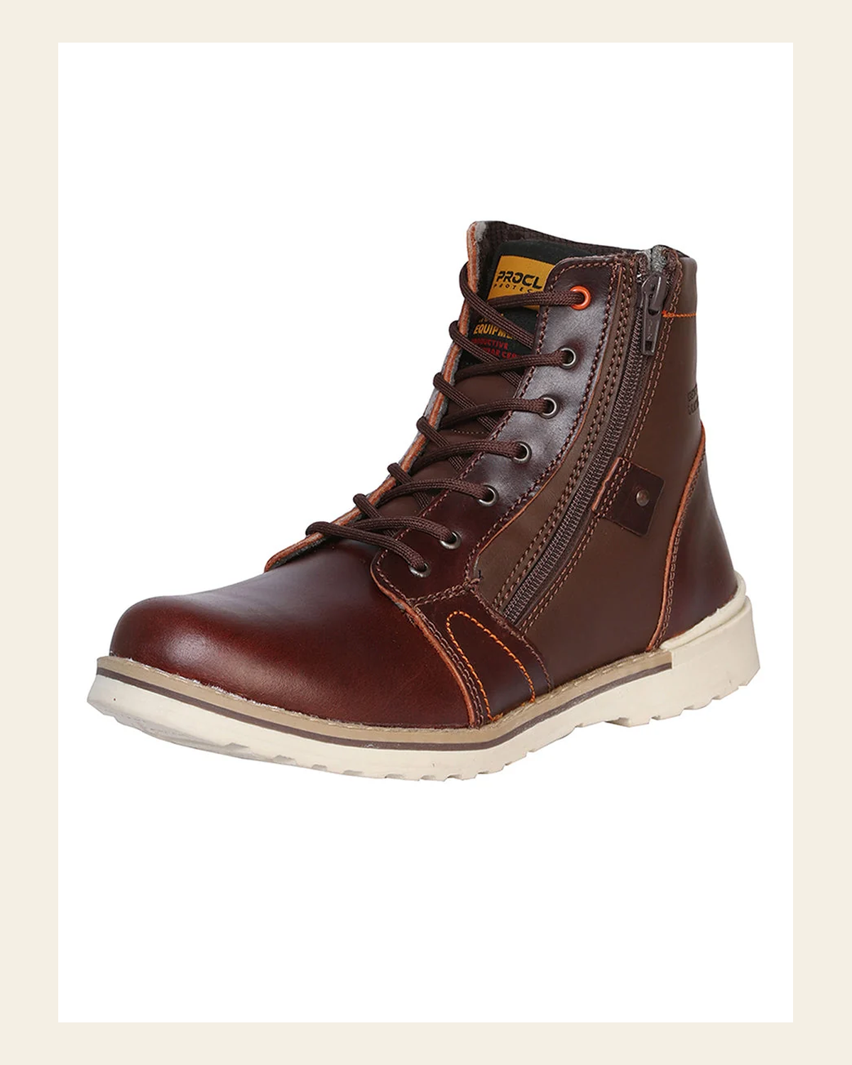 ProCliff Women's Leather Lace-Up Ankle Work Boot - Made in Mexico - Vino Wine 35209 on a warm cream background