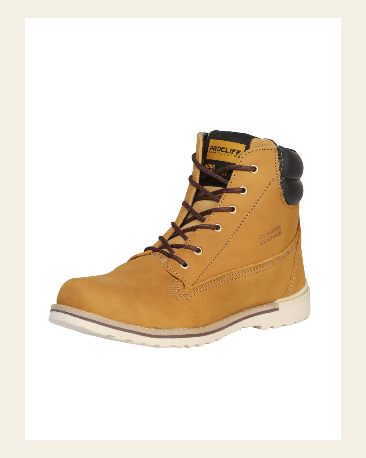 ProCliff Women's Work Lace-Up Work Boot - Made in Mexico - Miel Honey 35202 on a warm cream background