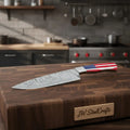 Damascus Chef Knife USA Flag Resin Handle | Hand-Forged Performance Blade