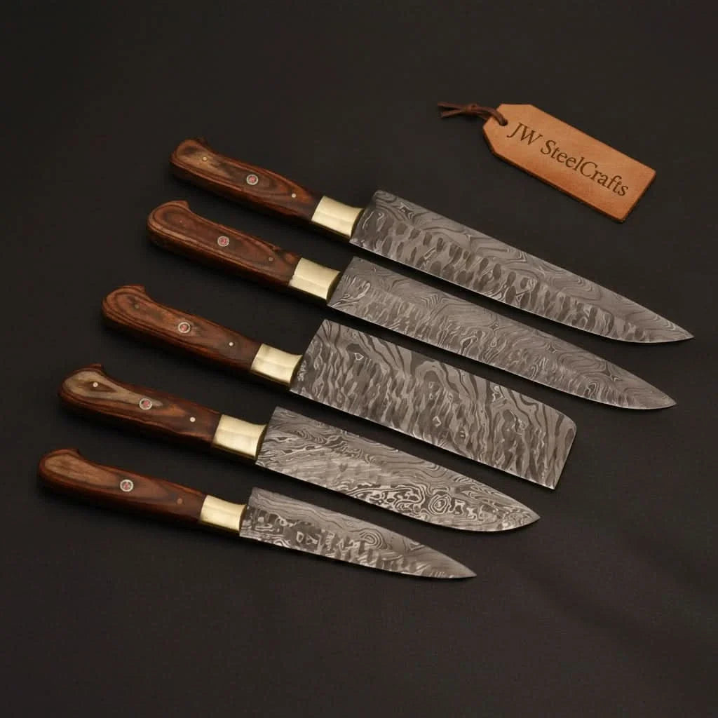 Custom Handmade Chef Knives Damascus Steel blades By JW SteelCrafts