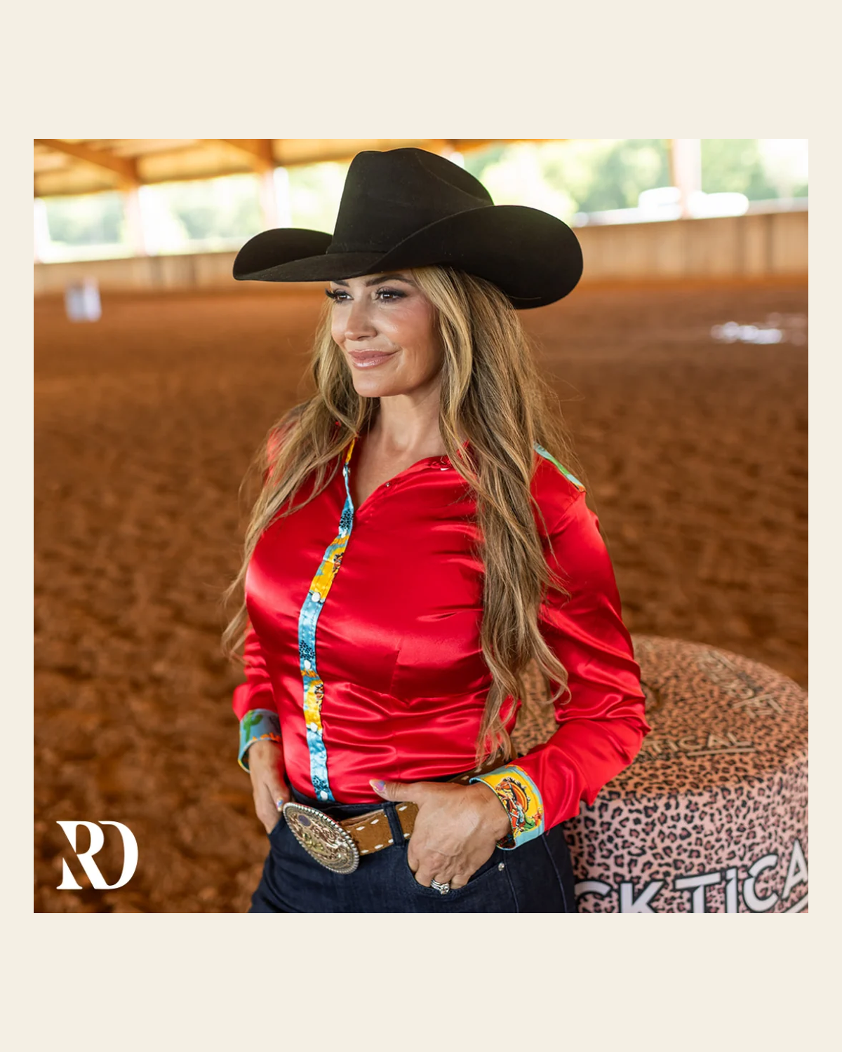 Punchy Satin Performance Rodeo Shirt on a warm cream background