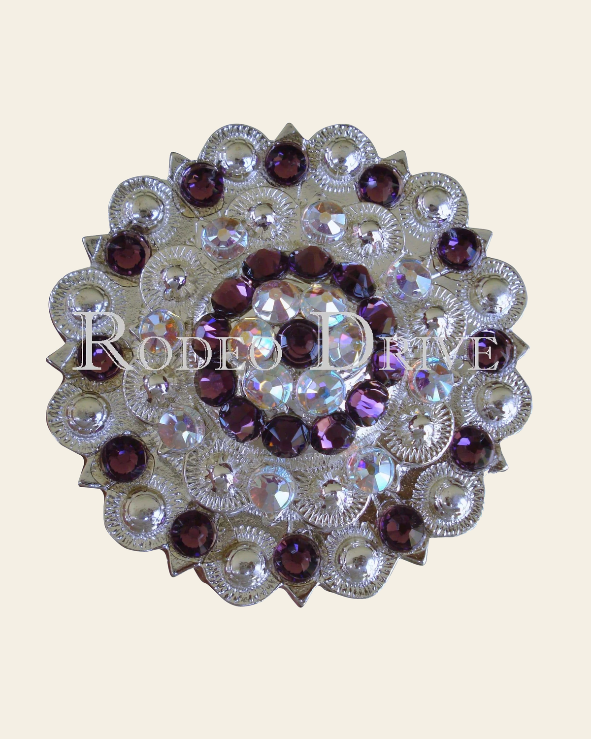 Purple & AB Bright Silver Berry Jacket European Crystal on a warm cream background
