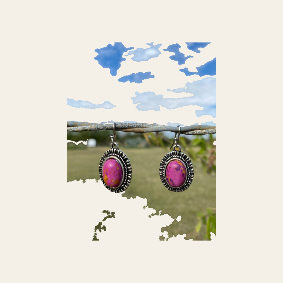 Fuchsia Dangling Silver Fashion Earrings WA187