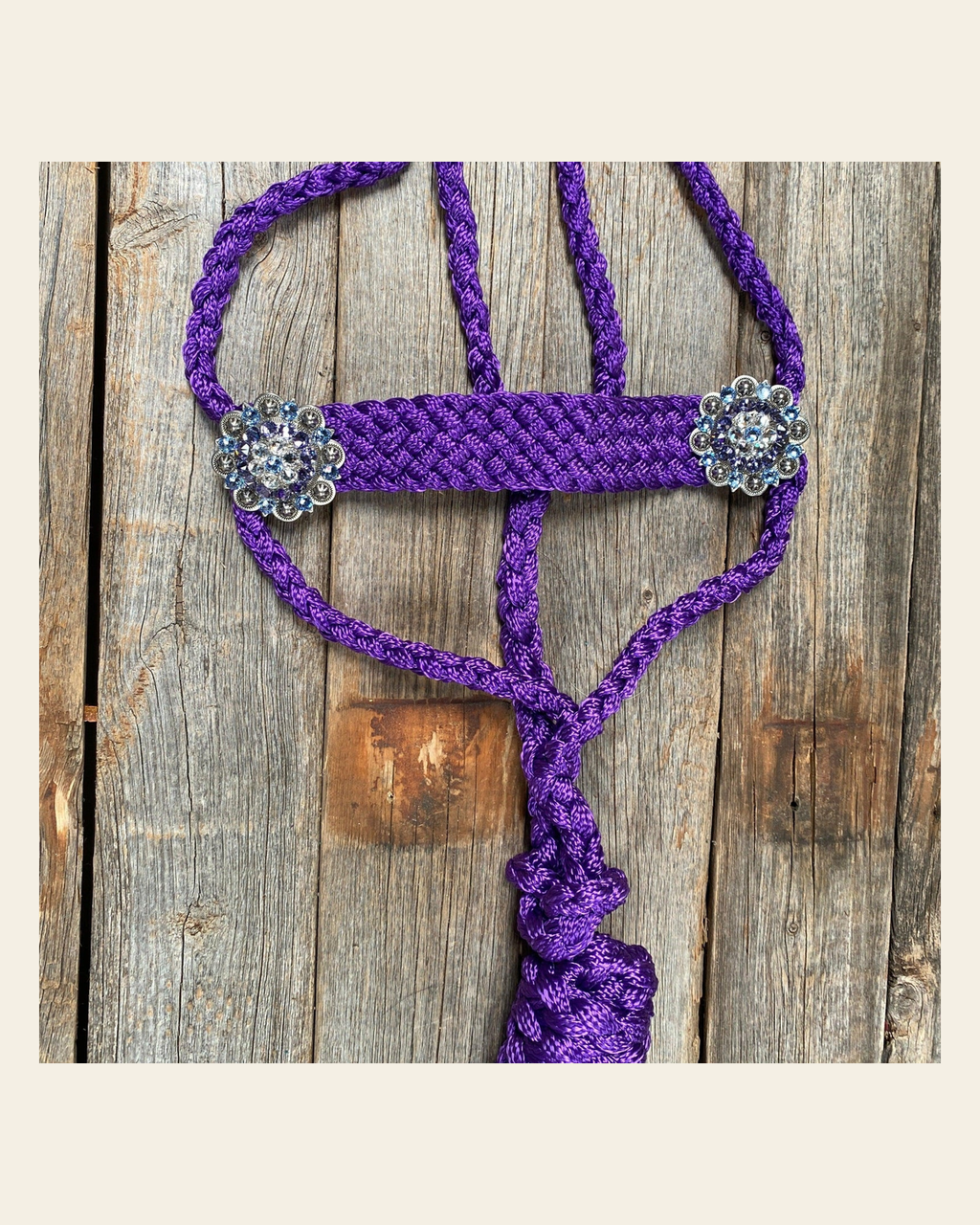 Purple Mule Tape Halter - Antique Silver #MT113 on a warm cream background