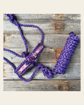 Purple Mule Tape Halter - Purple Roses #MT222 on a warm cream background