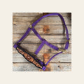 Purple Nylon Halter with Floral Leather Noseband #NH118