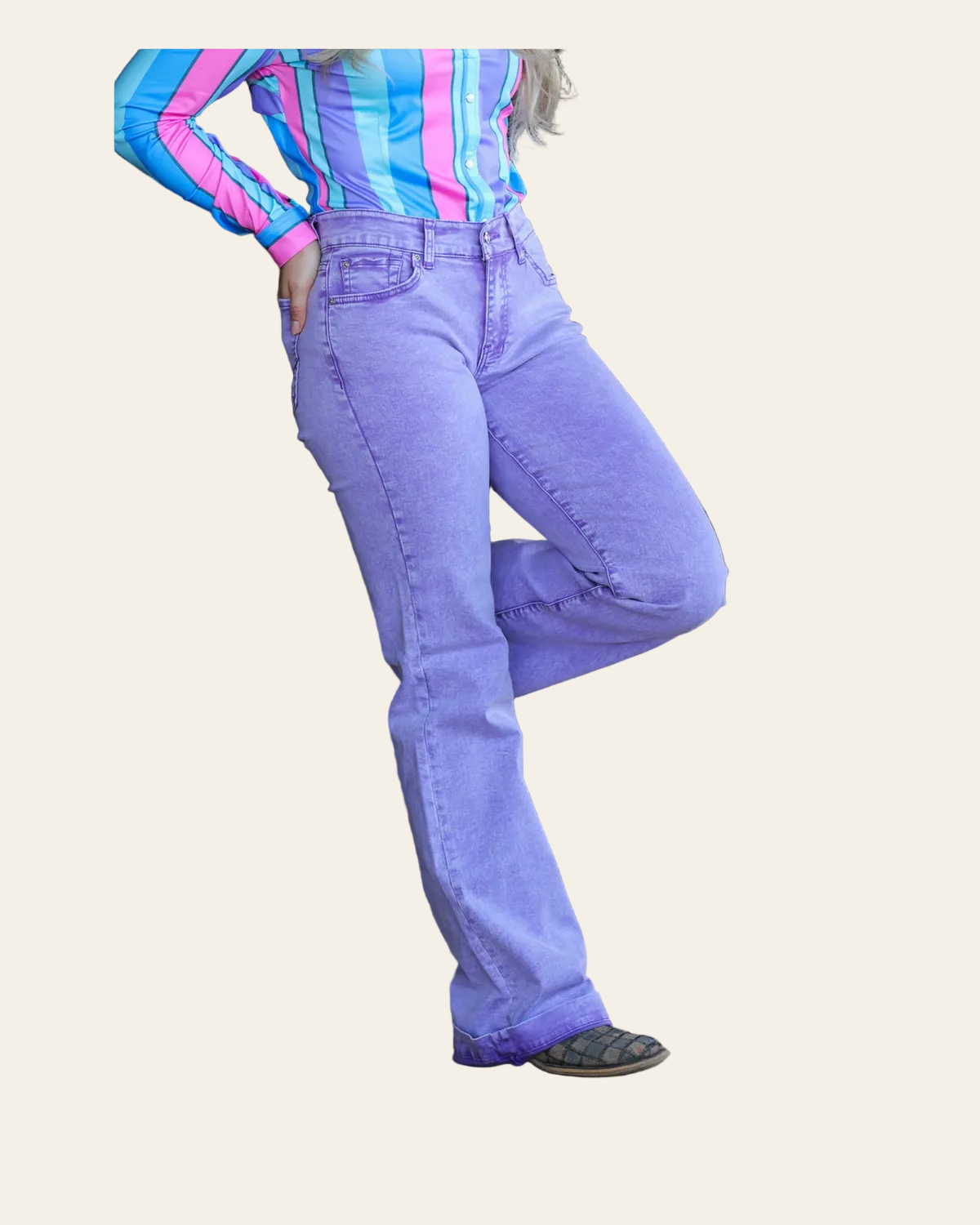 Signature Trouser - Amethyst on a warm cream background
