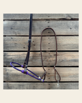 Purple Single Rope Noseband Lariat with Leather Hanger #HAN104 on a warm cream background