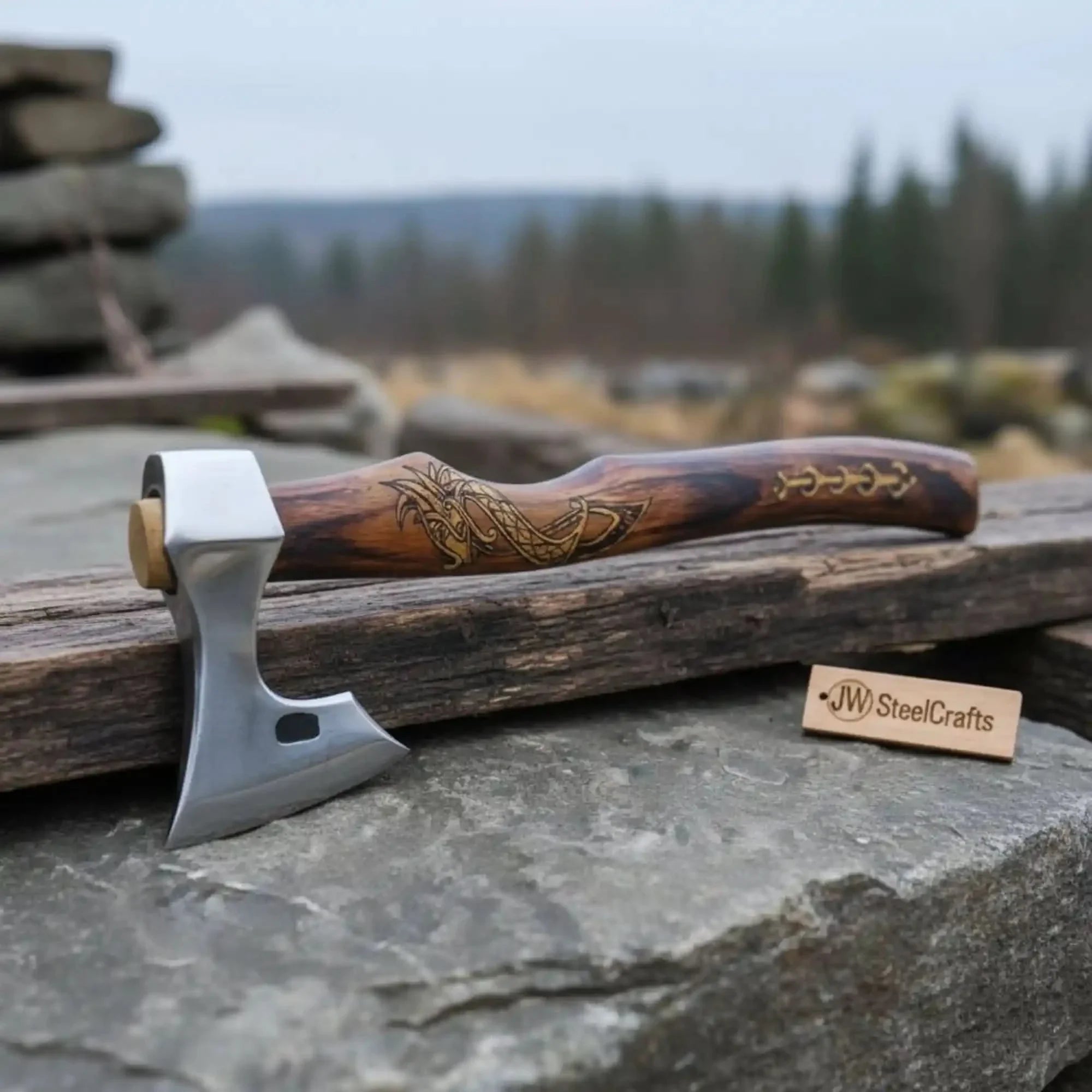 Skeggox Bearded Hatchet with Engraved Dragon Handle
