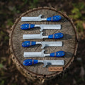 Handmade 6-Piece Ranch Bull Cutter Knife Set with Blue Resin Handles