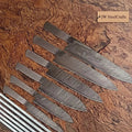 6-Piece Handmade Damascus Chef Knife Blank Set, Forged Steel Blades, Custom Knife Making Supply