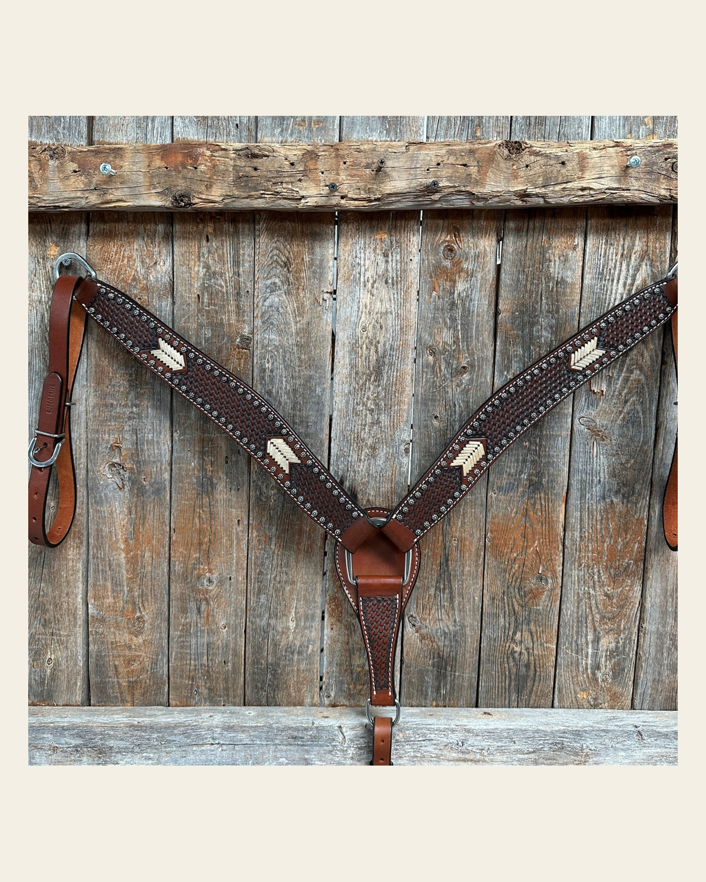 Rawhide Breastcollar on a warm cream background