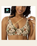 Ready To Ship Yeehaw Longhorn Cactus Bikini Top SIZE XL on a warm cream background