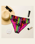 Ready to Ship Yeehaw Neon Aztec Print Bikini Bottom 2XL on a warm cream background