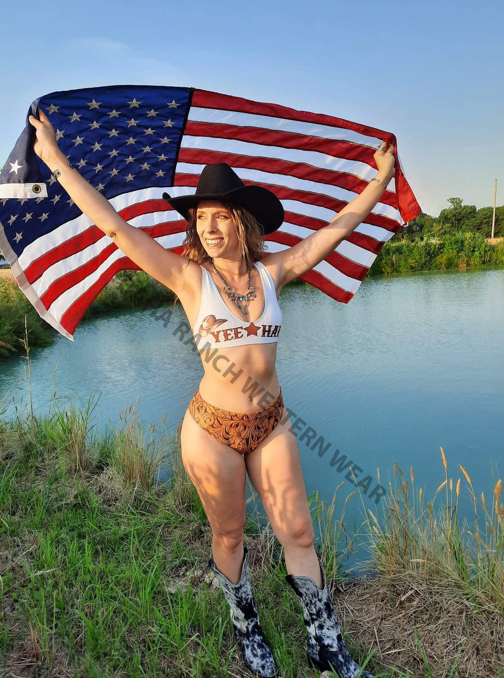 Yeehaw Tooled Leather Print Bikini by Baha Ranch Western Wear - product image 14