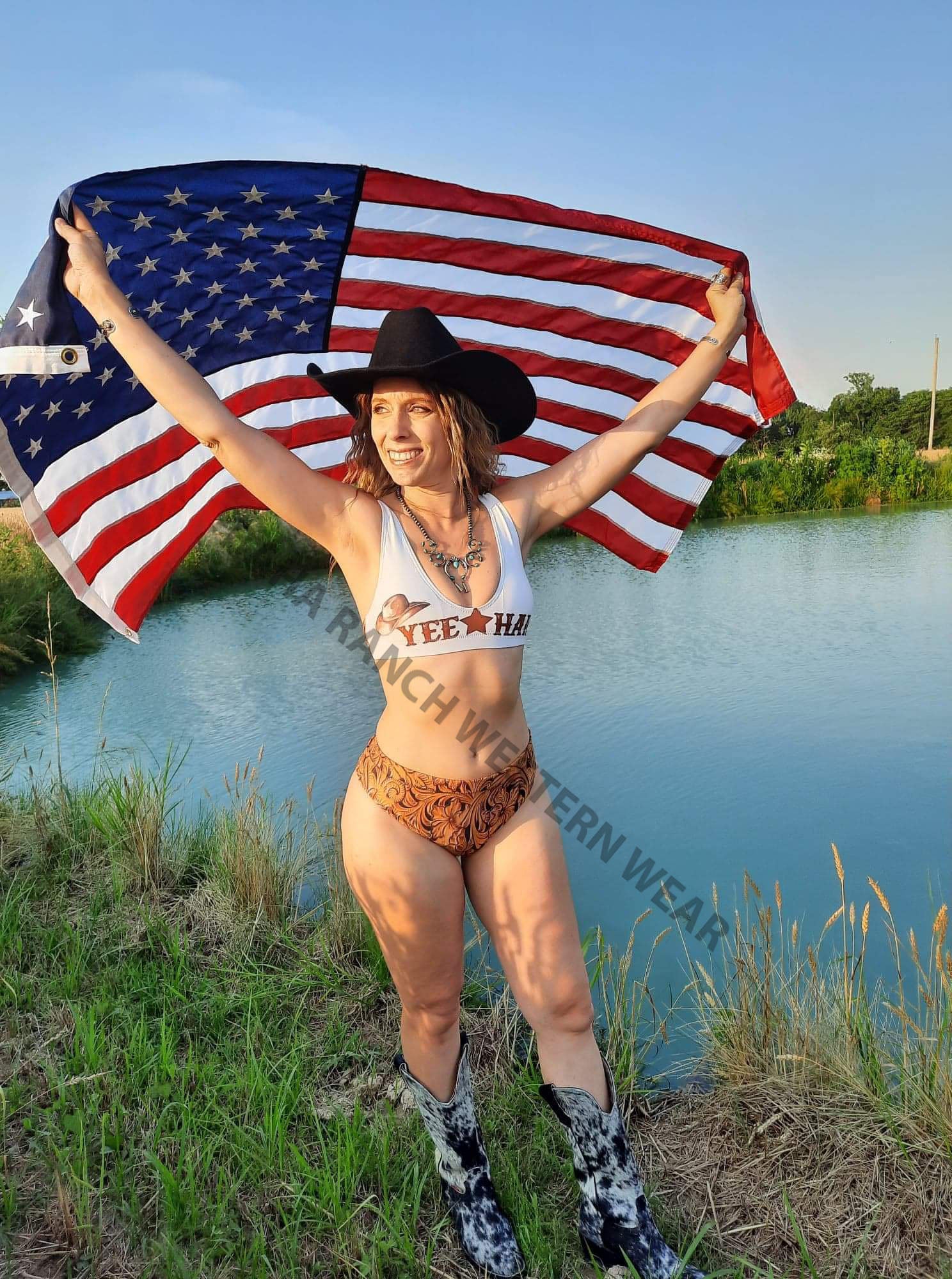 Yeehaw Tooled Leather Print Bikini by Baha Ranch Western Wear - product image 14