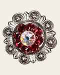 Red & AB Antique Silver 1" European Crystal Concho on a warm cream background