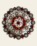 Red & AB Antique Silver Berry Jacket European Crystal on a warm cream background