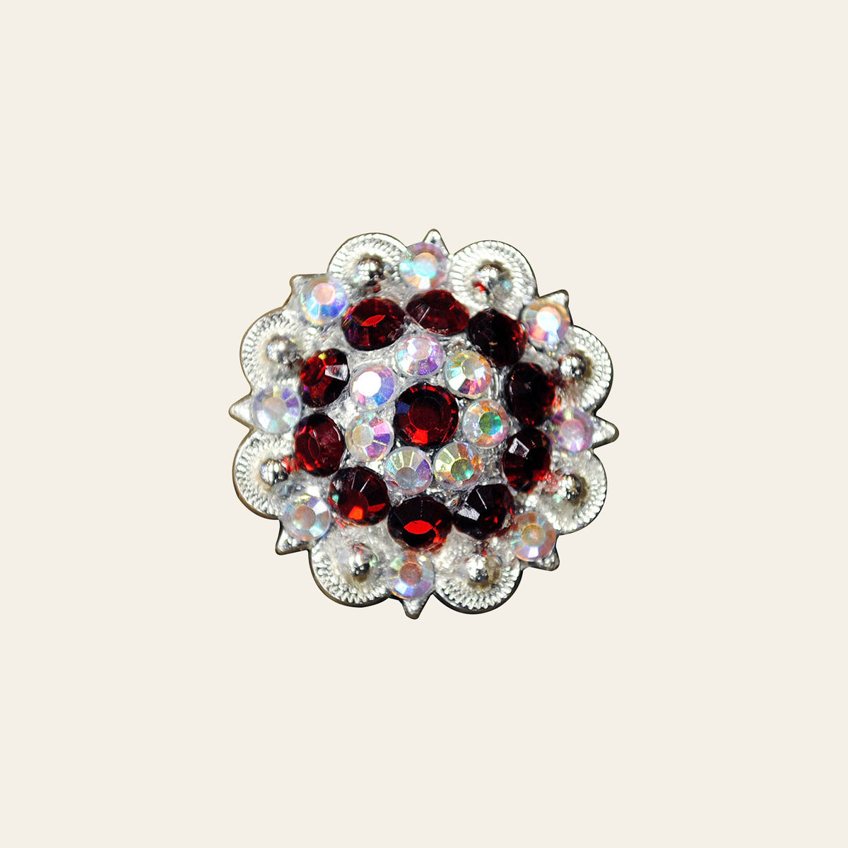 HILASON Western Berry Conchos Glass Rhinestones Bling 1.5" Tack Cowgirl Red-Crystalab Color | Slotted Concho