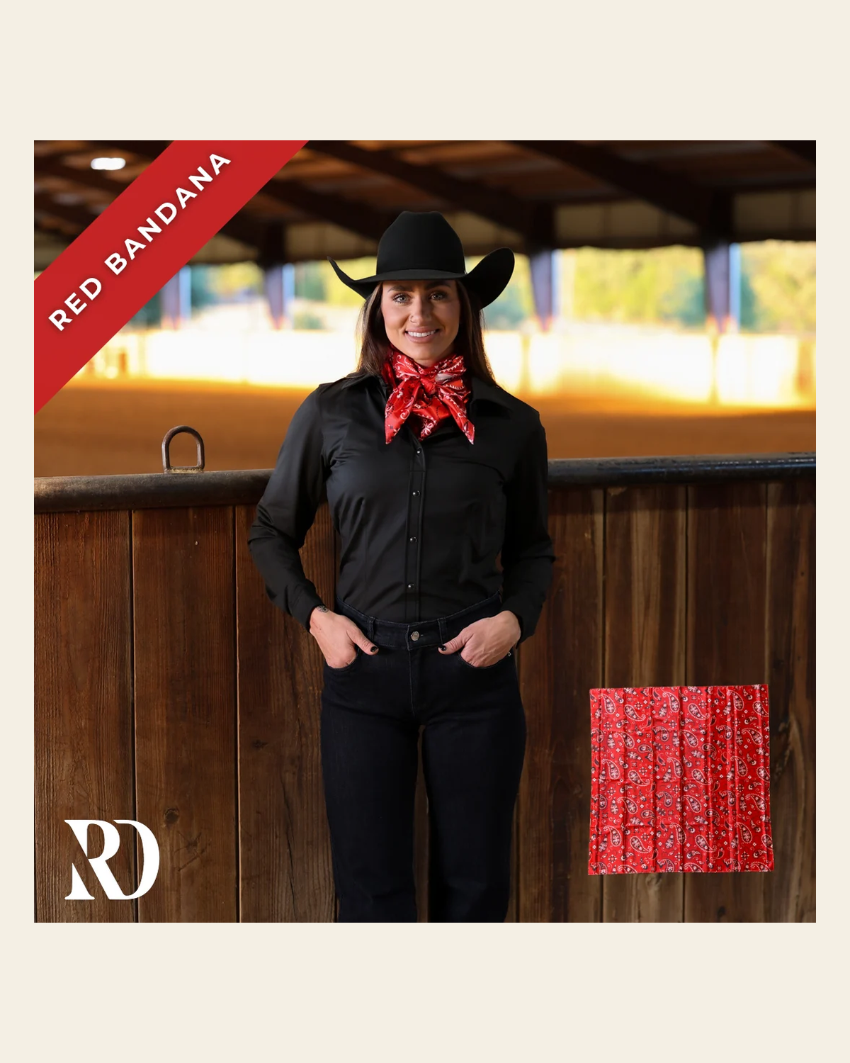Red Bandana Wild Rag on a warm cream background