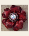 Red Gardenia Flower With Copper AB 1" Concho on a warm cream background