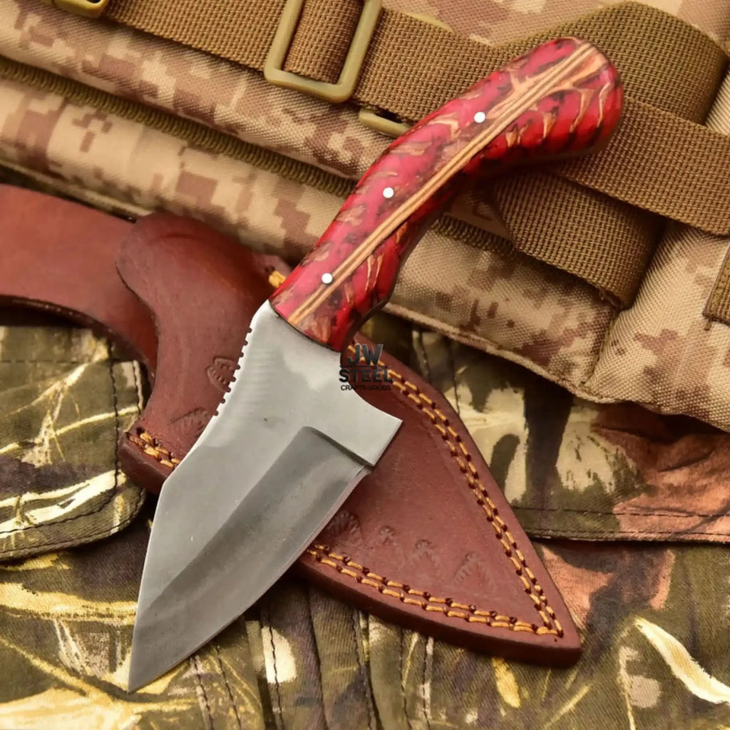 Acid Washed Stainless Steel Hunting Knife – Pinecone Handle | Outdoor & Camping Knife