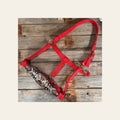 Red Nylon Halter with Cowhide Leather Noseband #NH117