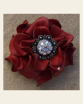 Red Rose Flower With Antique Silver Clear 1" Concho on a warm cream background