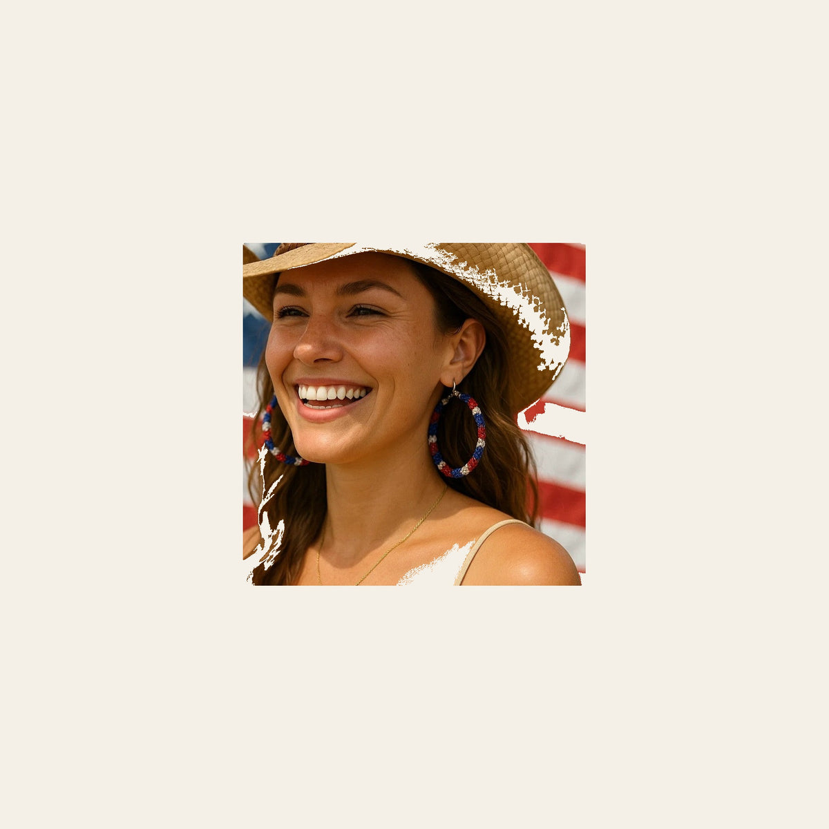 Red, White and Blue Western Bling Hoop Fashion Earrings