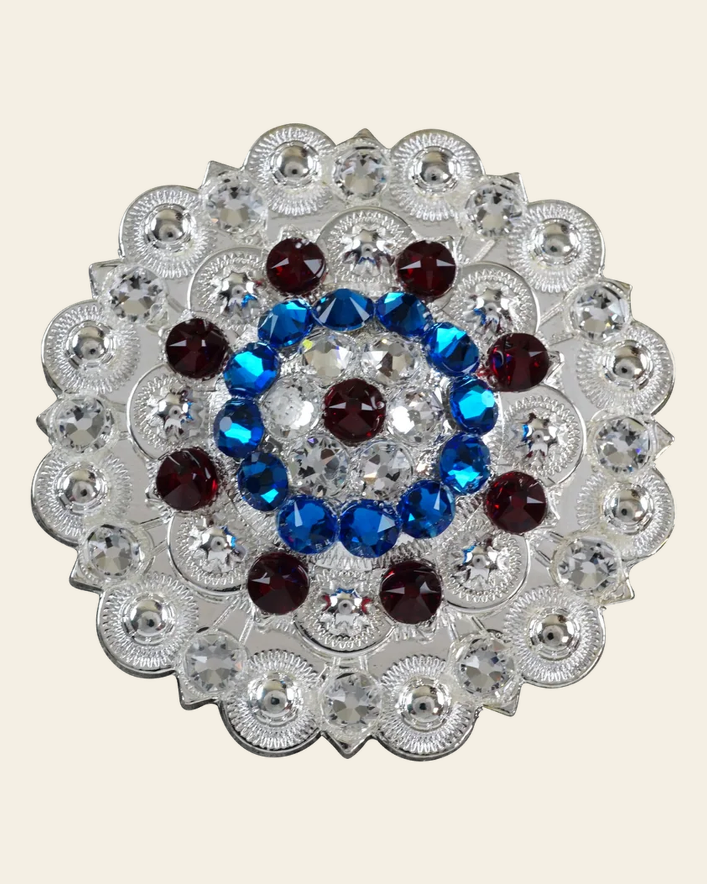 Red White & Blue Bright Silver Berry Jacket European Crystal on a warm cream background