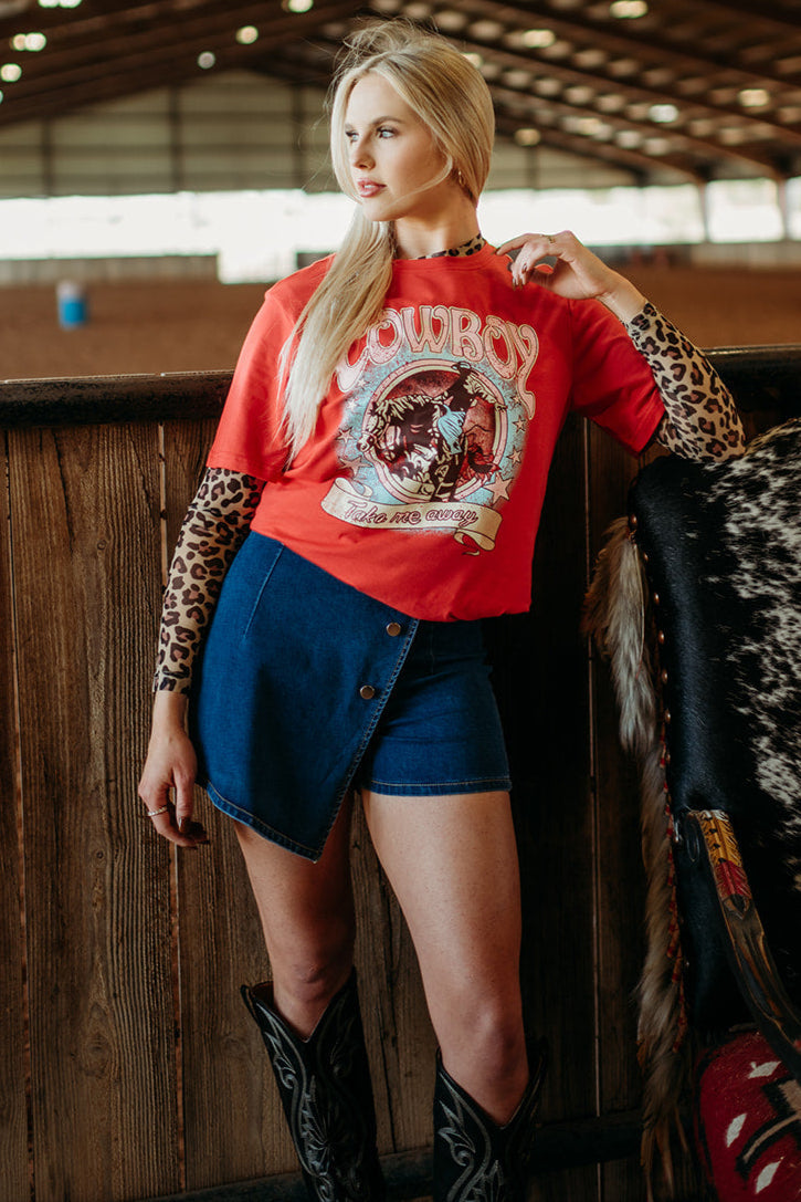 Cowboy Take Me Away Red | Tee