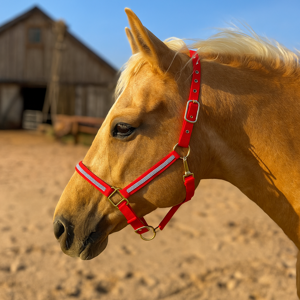 Red Bling Nylon Horse Halter BNHRED — view 2