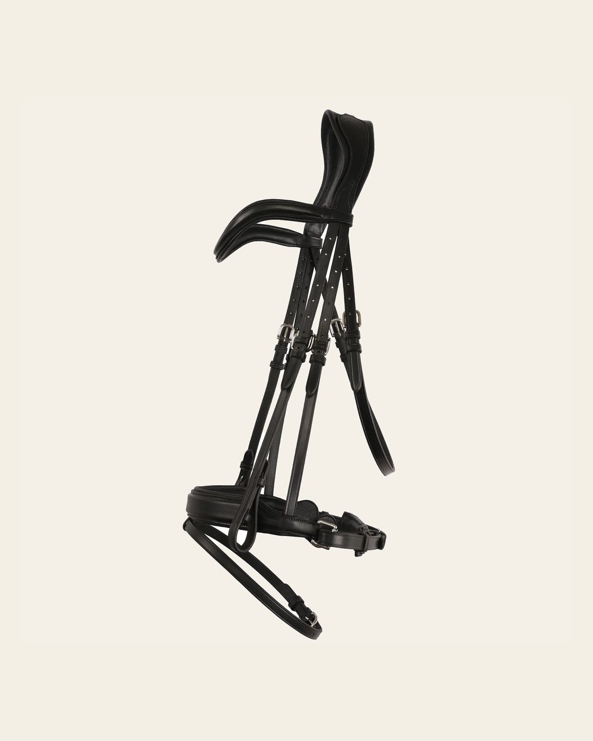 Replacement Crownpiece of ExionPro Dressage Anti-Pressure Raised Comfort Padded Bridle on a warm cream background