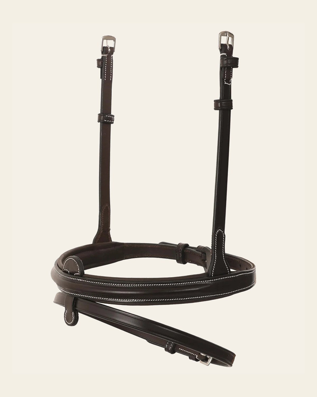 Replacement Noseband of ExionPro Detachable Flash Thin Raised Bridle on a warm cream background