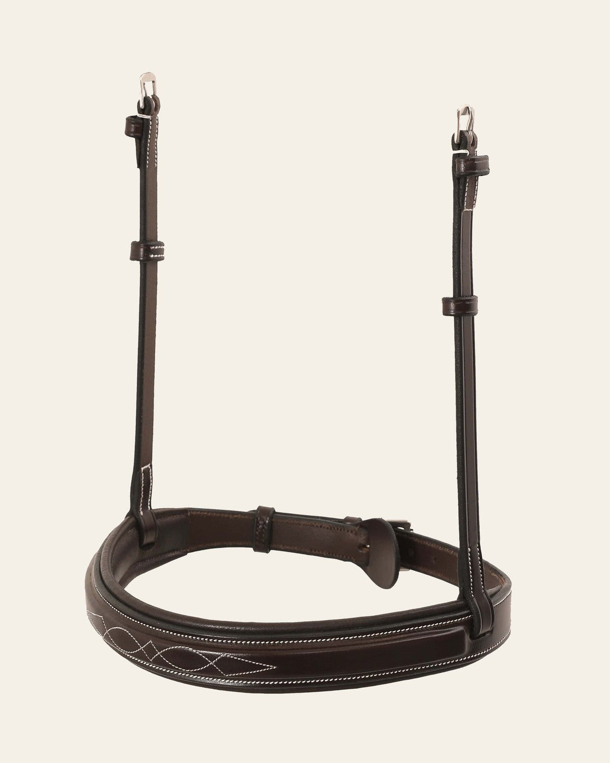 Replacement Noseband of ExionPro 'Hercules' Padded Hunter Bridle on a warm cream background