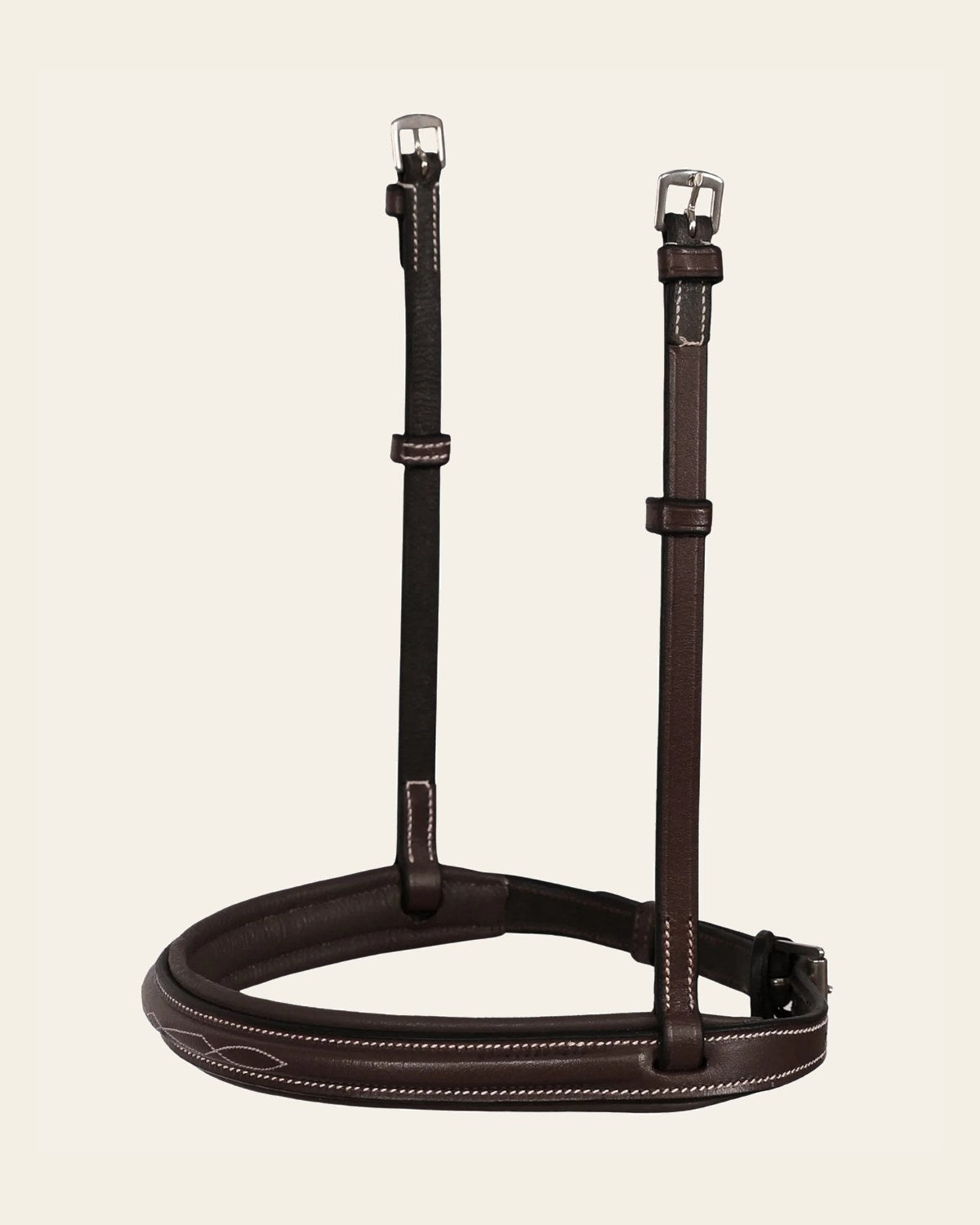 Replacement Noseband of ExionPro 'Hercules' Thin Noseband Padded Hunter Bridle on a warm cream background
