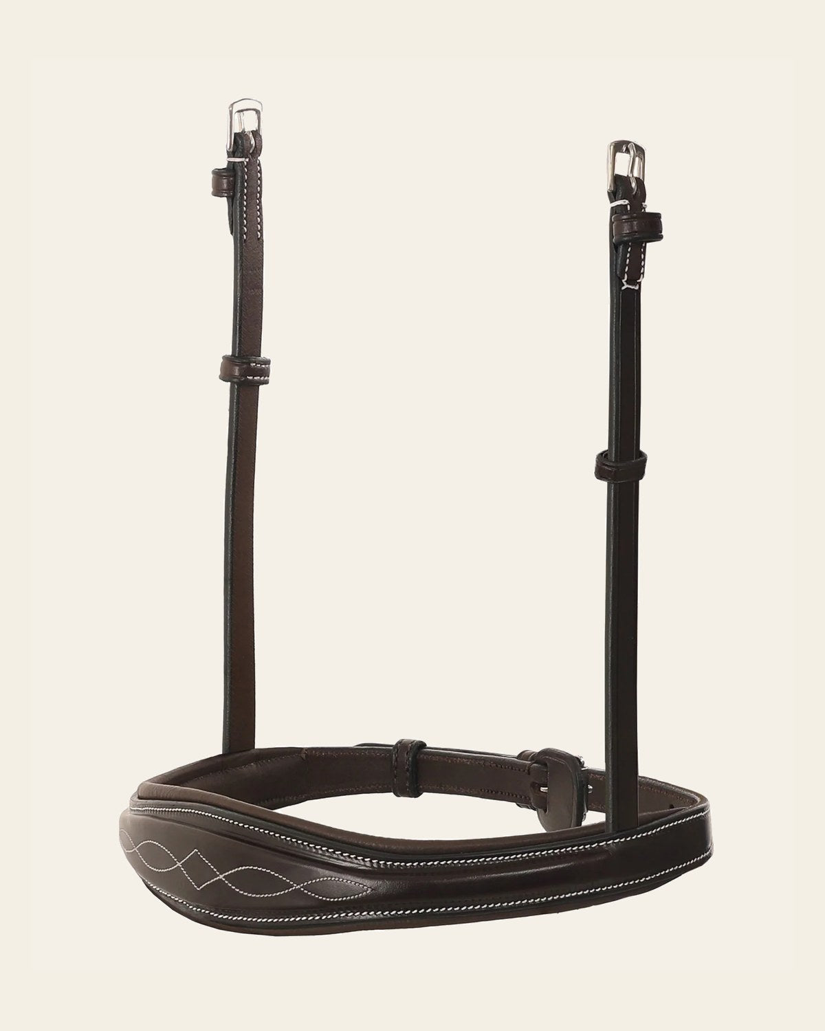 Replacement Noseband of ExionPro 'Perseus' Anatomical Jumping Bridle without Flash on a warm cream background