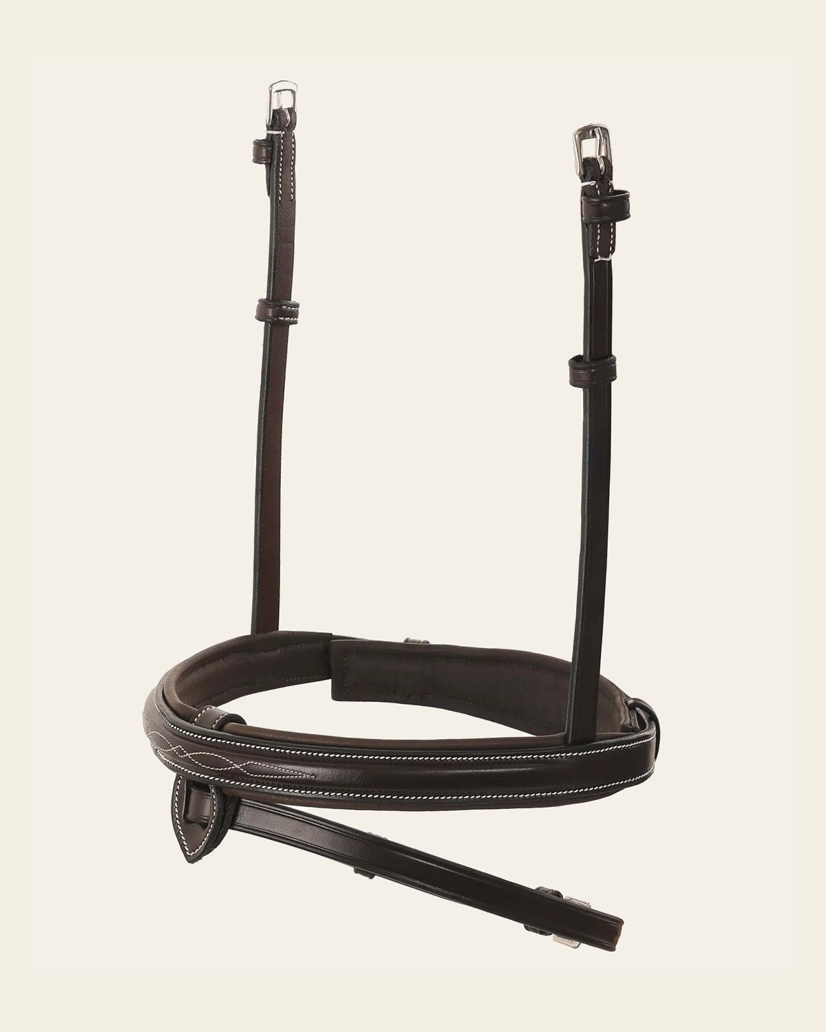 Replacement Noseband of ExionPro 'Phoenix' Convertible Jumping Bridle with Removable Flash on a warm cream background