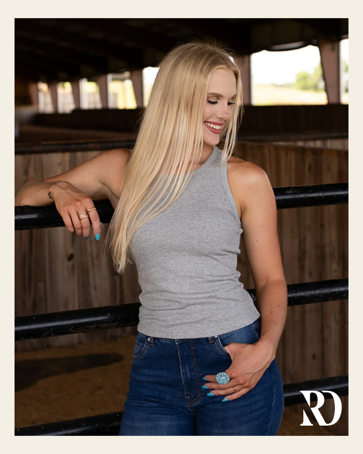 Ribbed All-in-one Tank | Heather Gray on a warm cream background