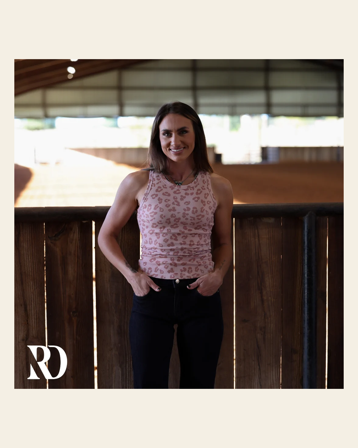 Ribbed All-in-one Tank | Rose Leopard on a warm cream background