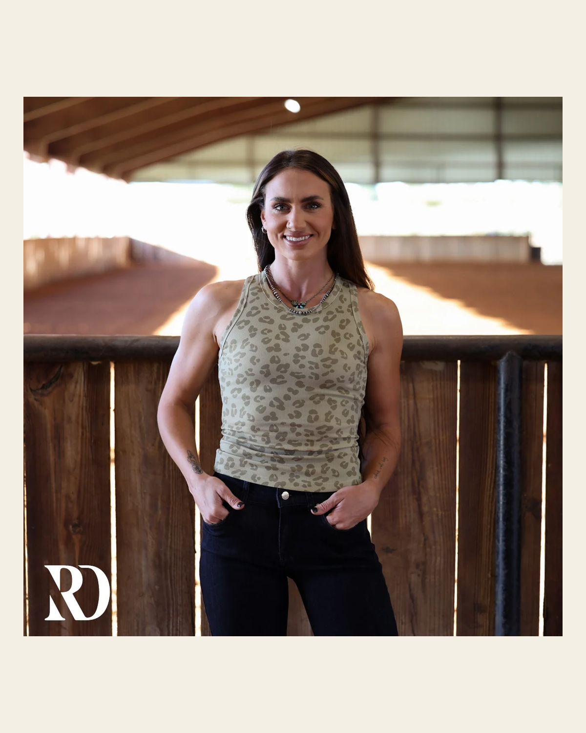 Ribbed All-in-one Tank | Olive Leopard on a warm cream background