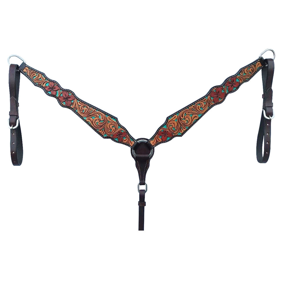 HILASON Western Horse Breast Collar Tack American Leather Hand Tooled Brown