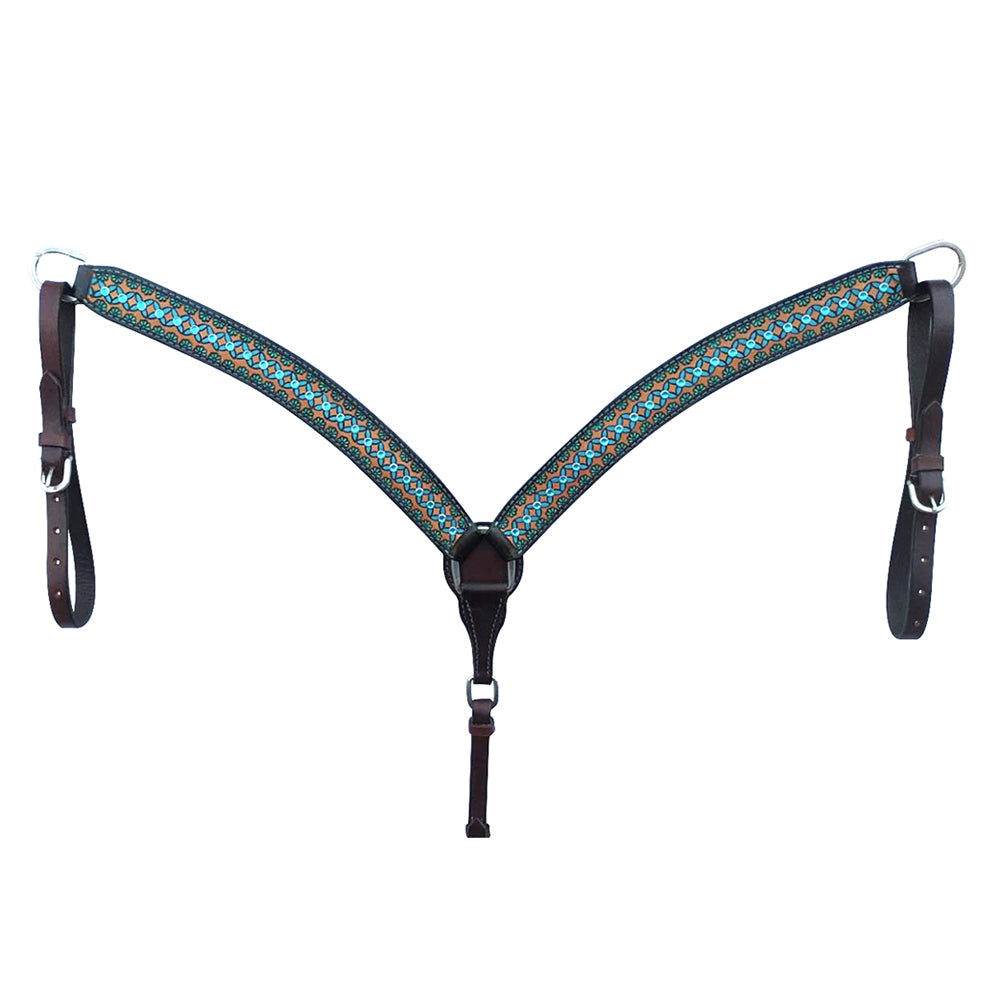 HILASON Western Horse Breast Collar American Leather Hand Painted Brown