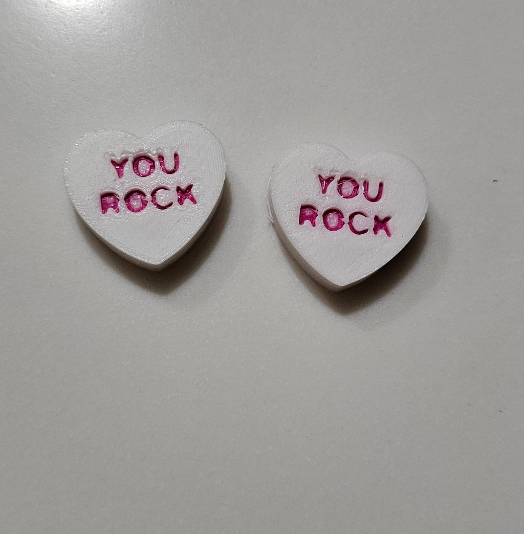3d Printed Candy Conversation Heart Pins or Earrings Made in America by Baha Ranch Western Wear - product image 2