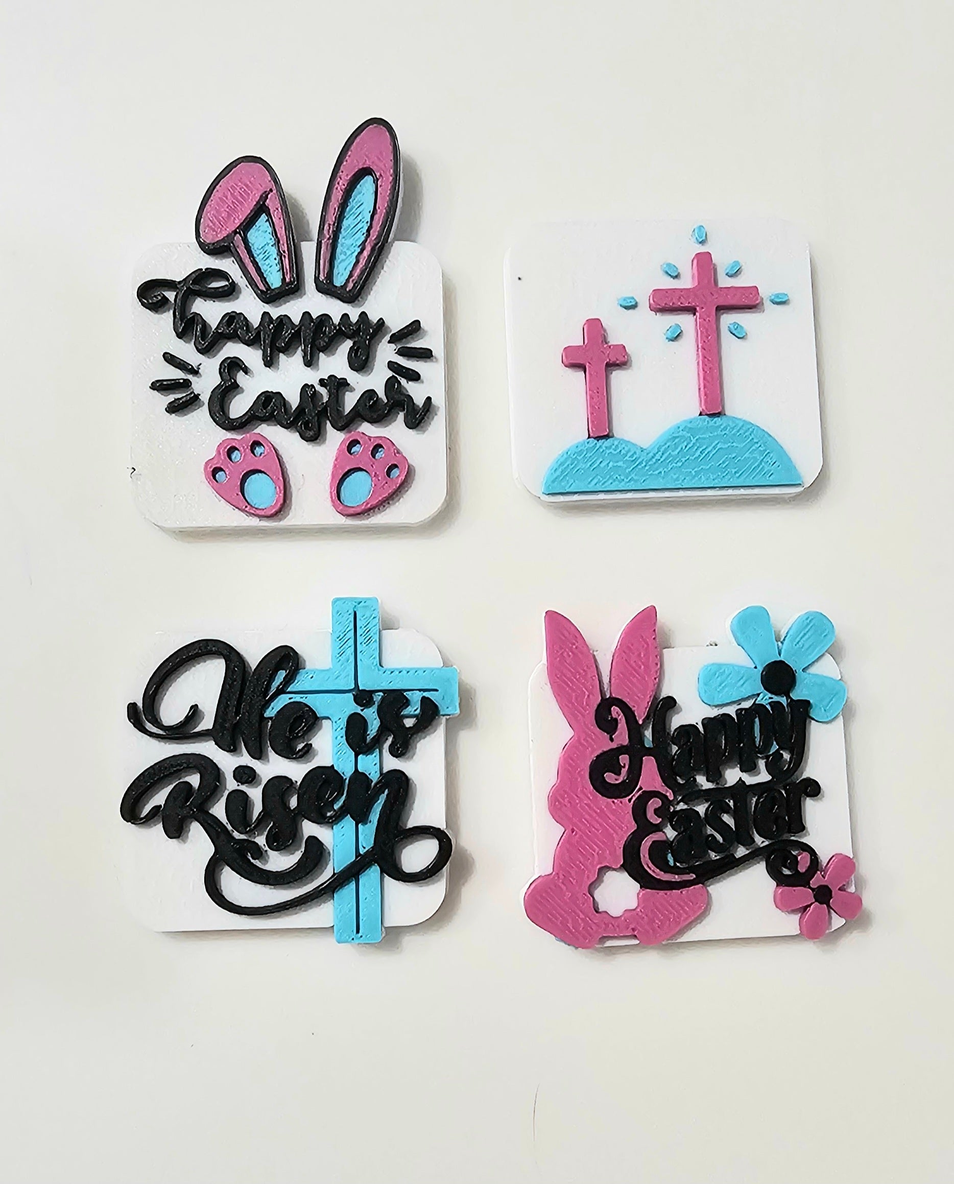 Set of 4 3D Print Easter Faith Cross Religious Pins or Magnets Made in America by Baha Ranch Western Wear