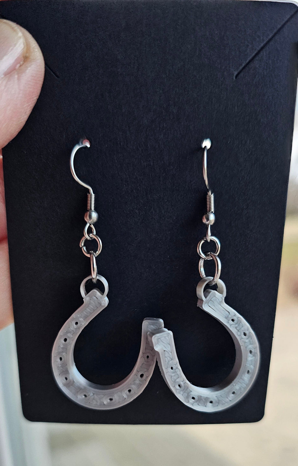 3D Print Western Silver Horseshoe Earrings Made in America by Baha Ranch Western Wear - product image 3
