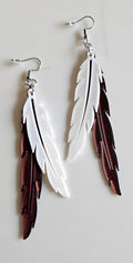 3D Print Double Feather Boho Earrings Made in America by Baha Ranch Western Wear