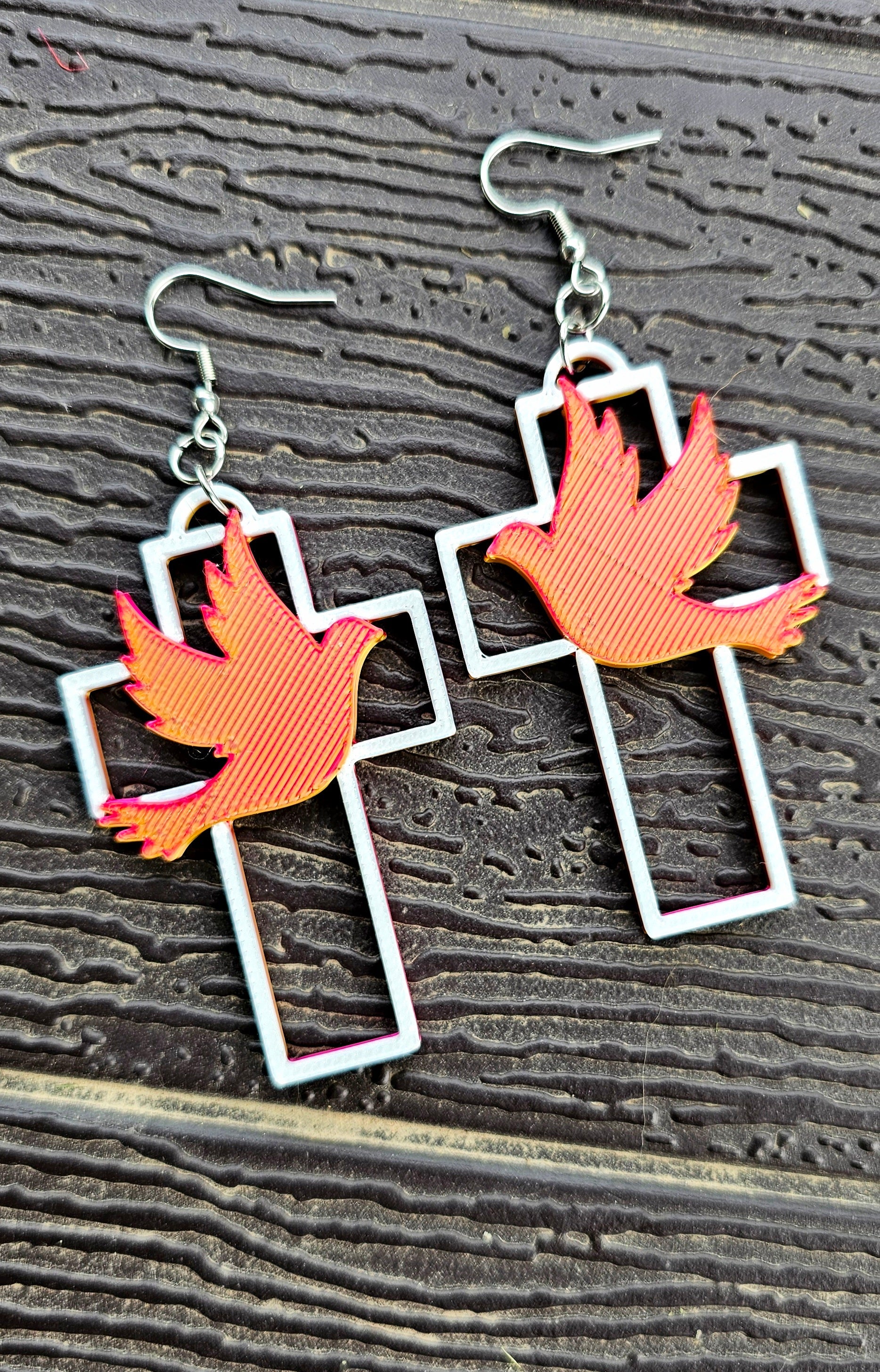 3D Print Christian Cross Faith Earrings Made in America by Baha Ranch Western Wear