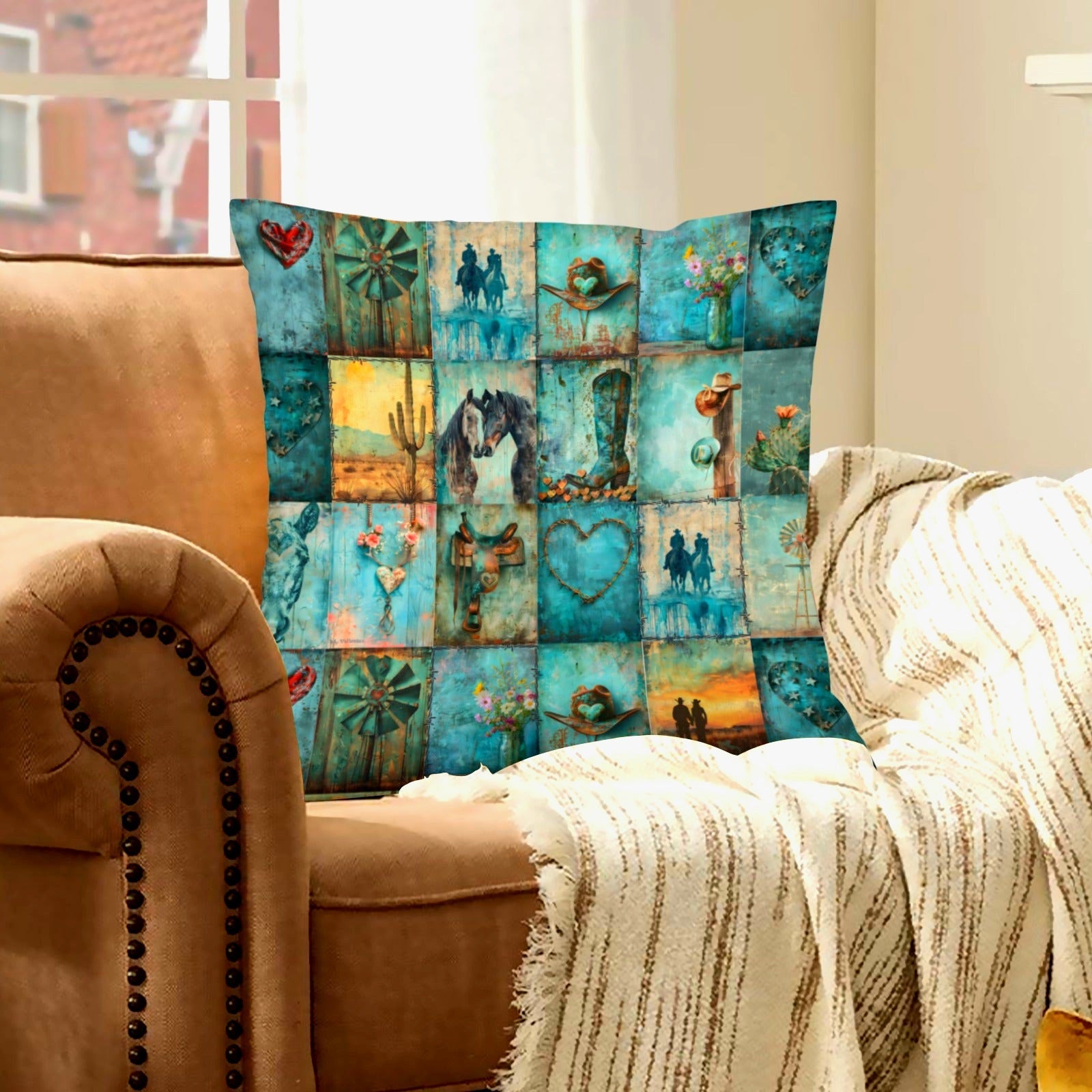 Baha Ranch turquoise Dreams Velvety Soft Pillow Case Made in America by Baha Ranch Western Wear - product image 5